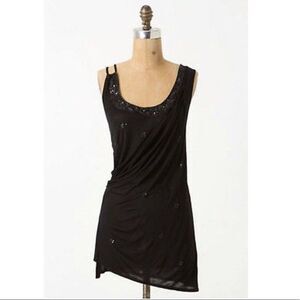 Darling NWT LEIFNOTES Anthropologie Black Onyx Beaded Noise Tank M NEW!